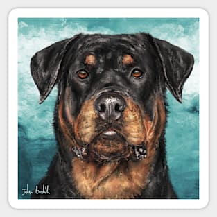 Painting of an Impressive Rottweiler Staring at You Sticker